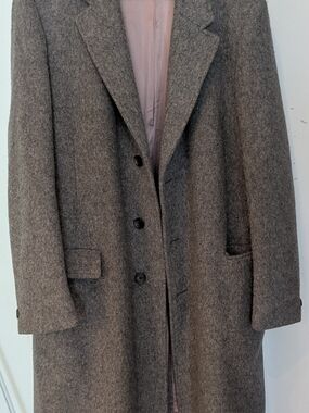 Men's Gray Wool Overcoat - Classic Long Trench Coat